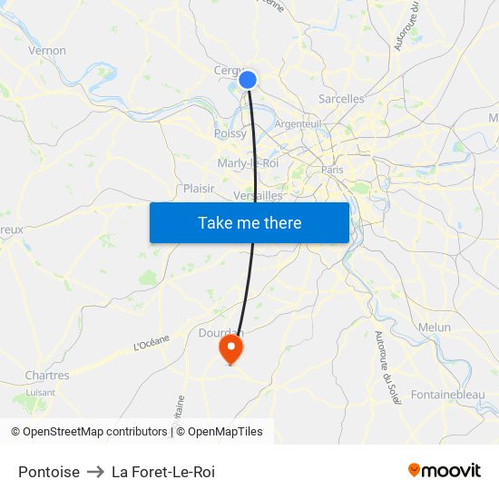 Pontoise to La Foret-Le-Roi map