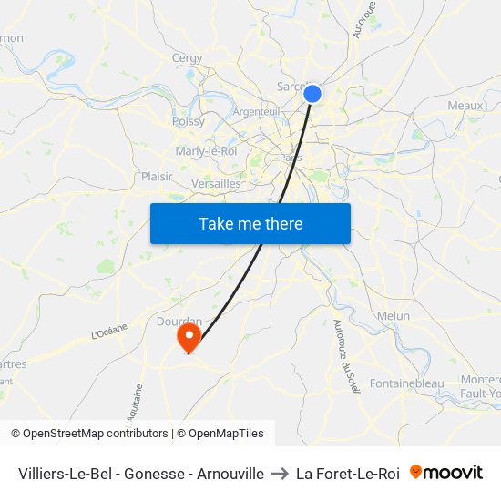 Villiers-Le-Bel - Gonesse - Arnouville to La Foret-Le-Roi map