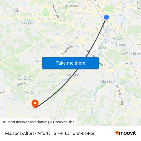 Maisons-Alfort - Alfortville to La Foret-Le-Roi map