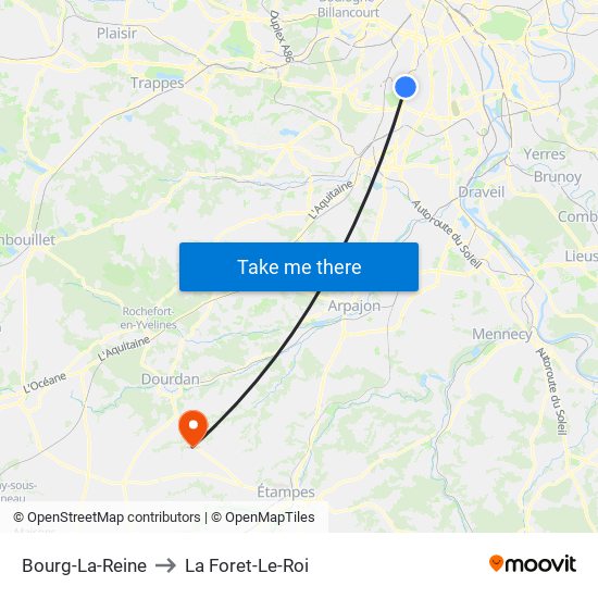 Bourg-La-Reine to La Foret-Le-Roi map
