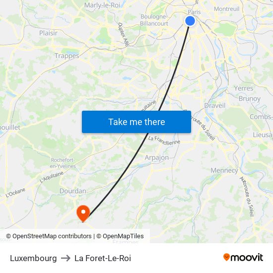Luxembourg to La Foret-Le-Roi map