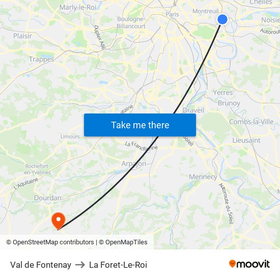 Val de Fontenay to La Foret-Le-Roi map