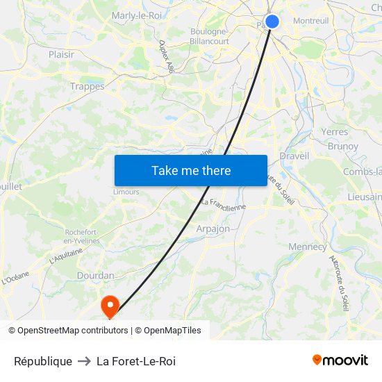 République to La Foret-Le-Roi map