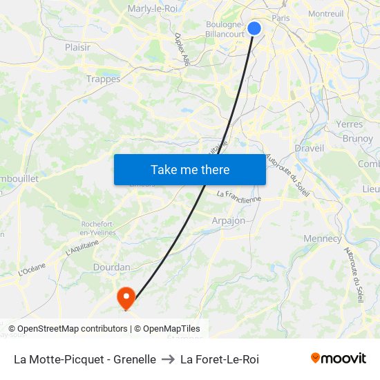 La Motte-Picquet - Grenelle to La Foret-Le-Roi map
