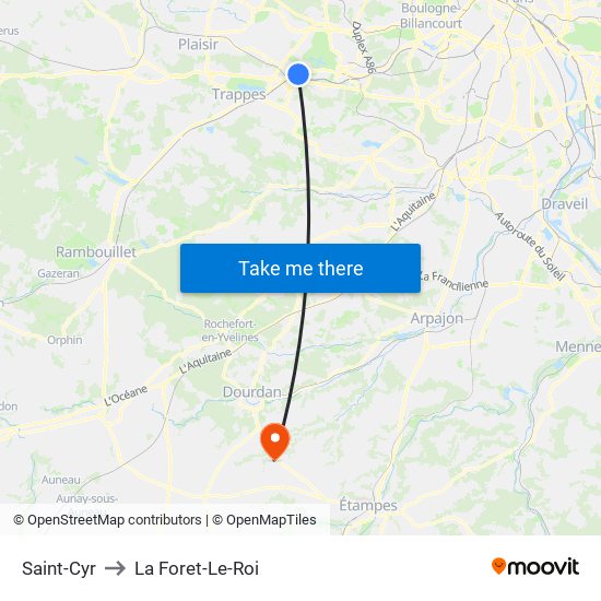Saint-Cyr to La Foret-Le-Roi map