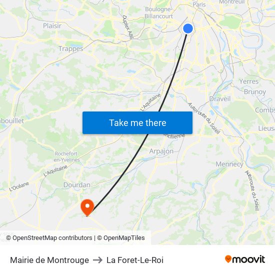 Mairie de Montrouge to La Foret-Le-Roi map