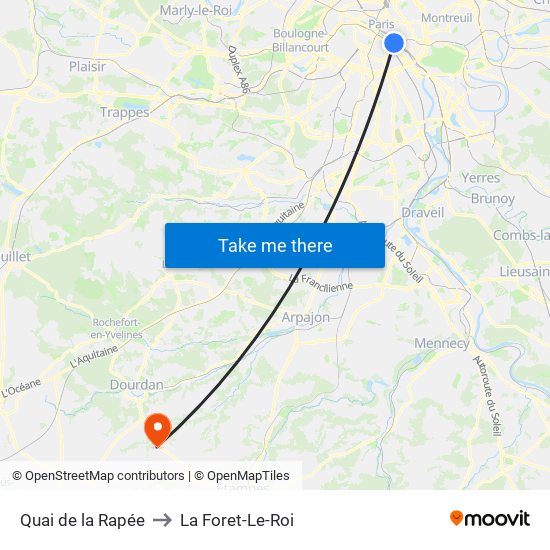 Quai de la Rapée to La Foret-Le-Roi map