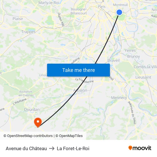 Avenue du Château to La Foret-Le-Roi map