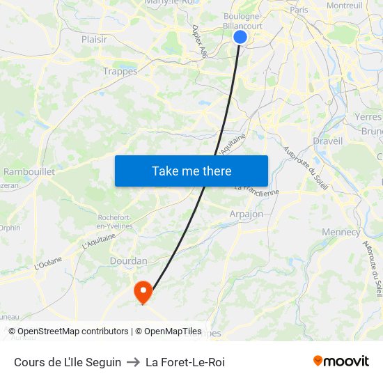 Cours de L'Ile Seguin to La Foret-Le-Roi map