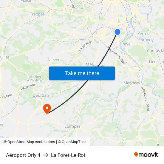 Aéroport Orly 4 to La Foret-Le-Roi map