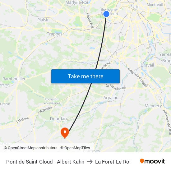 Pont de Saint-Cloud - Albert Kahn to La Foret-Le-Roi map