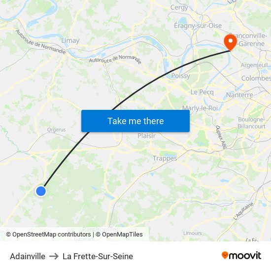 Adainville to La Frette-Sur-Seine map