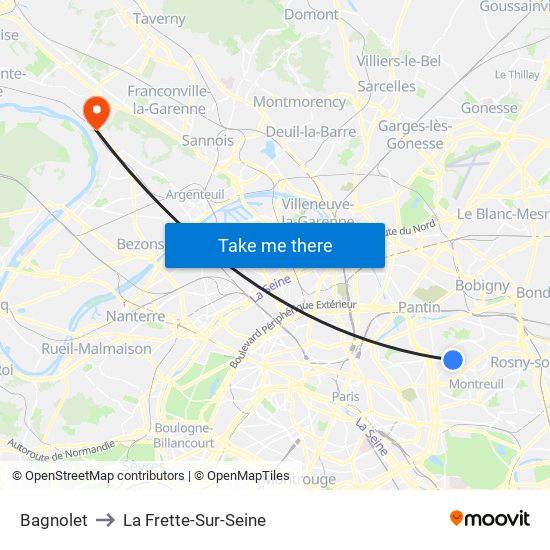 Bagnolet to La Frette-Sur-Seine map