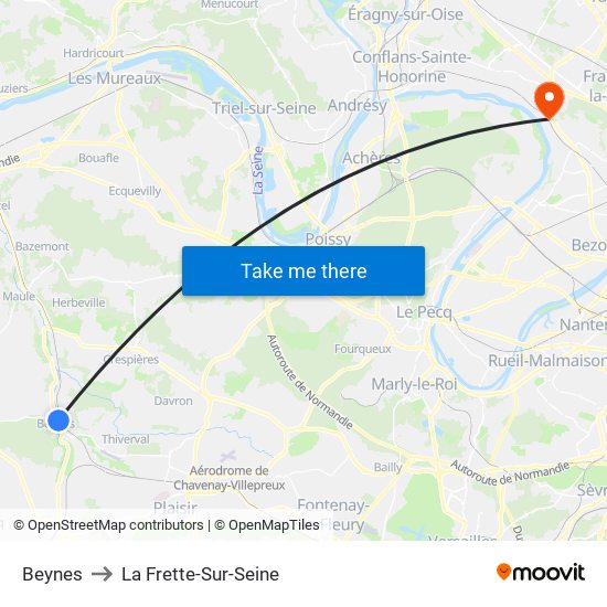 Beynes to La Frette-Sur-Seine map