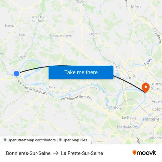 Bonnieres-Sur-Seine to La Frette-Sur-Seine map