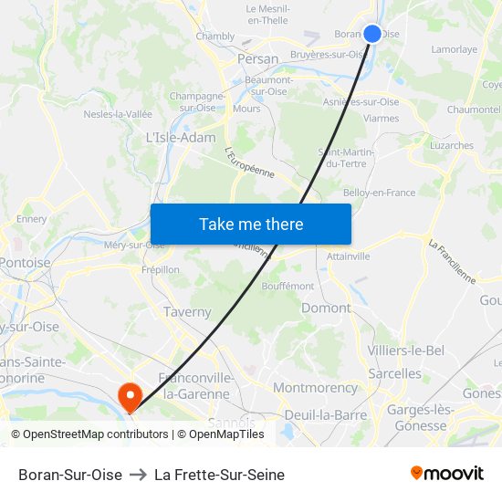 Boran-Sur-Oise to La Frette-Sur-Seine map