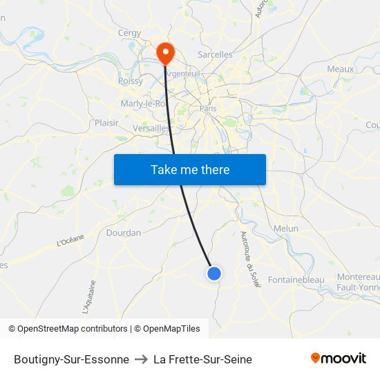 Boutigny-Sur-Essonne to La Frette-Sur-Seine map