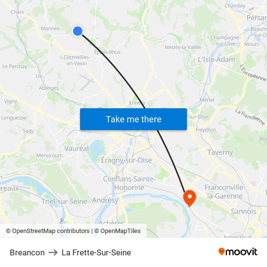 Breancon to La Frette-Sur-Seine map