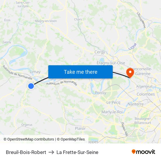 Breuil-Bois-Robert to La Frette-Sur-Seine map