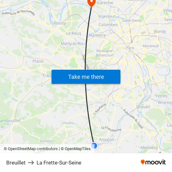 Breuillet to La Frette-Sur-Seine map