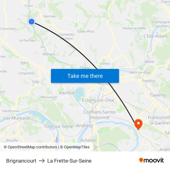 Brignancourt to La Frette-Sur-Seine map