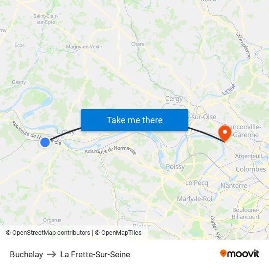 Buchelay to La Frette-Sur-Seine map