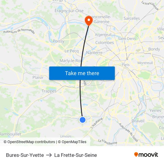 Bures-Sur-Yvette to La Frette-Sur-Seine map
