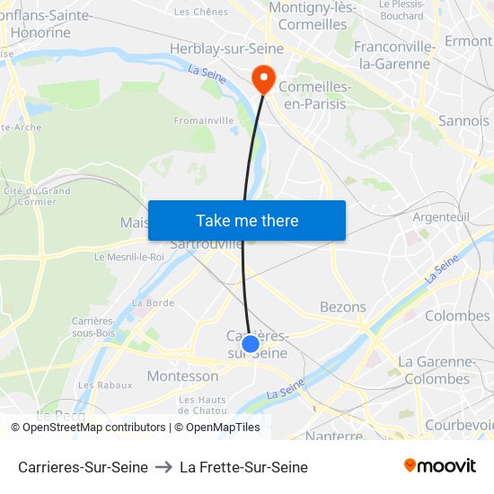 Carrieres-Sur-Seine to La Frette-Sur-Seine map