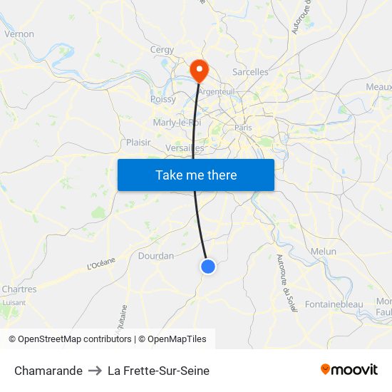 Chamarande to La Frette-Sur-Seine map