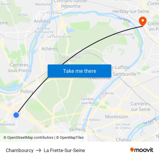 Chambourcy to La Frette-Sur-Seine map