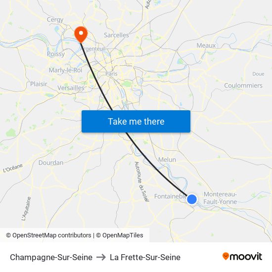 Champagne-Sur-Seine to La Frette-Sur-Seine map