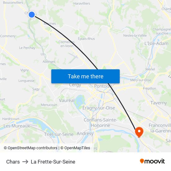 Chars to La Frette-Sur-Seine map