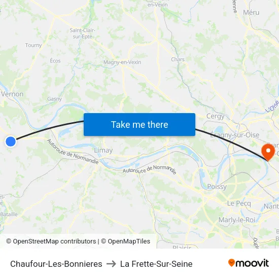 Chaufour-Les-Bonnieres to La Frette-Sur-Seine map