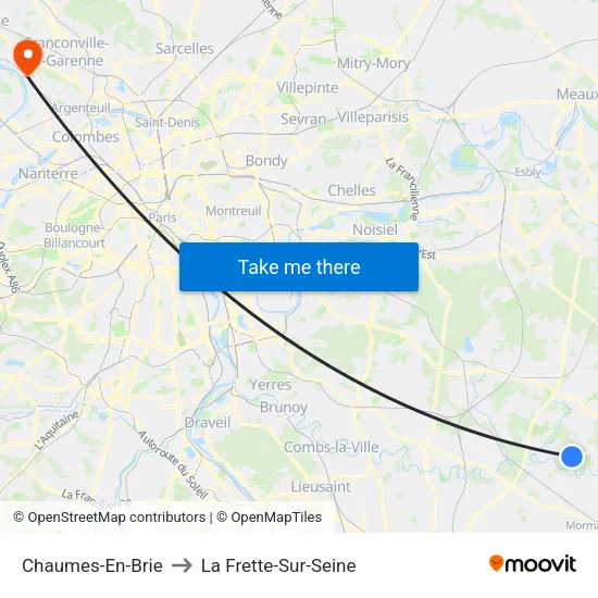 Chaumes-En-Brie to La Frette-Sur-Seine map