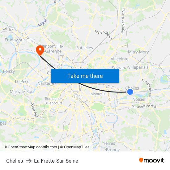 Chelles to La Frette-Sur-Seine map