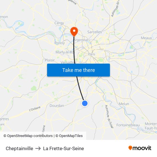 Cheptainville to La Frette-Sur-Seine map