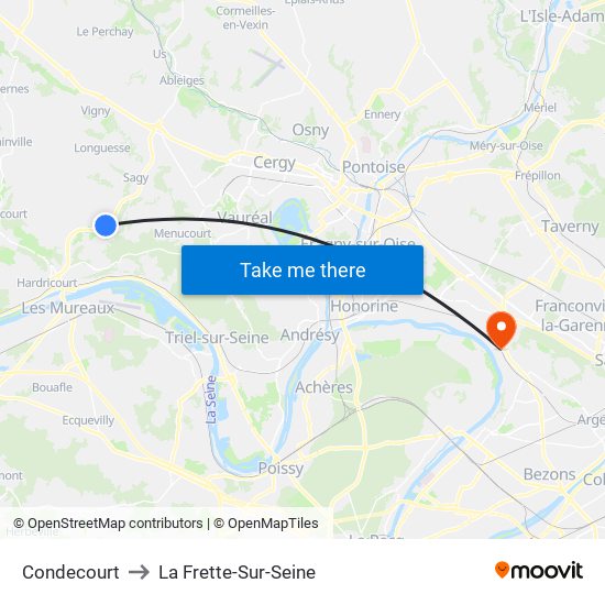 Condecourt to La Frette-Sur-Seine map