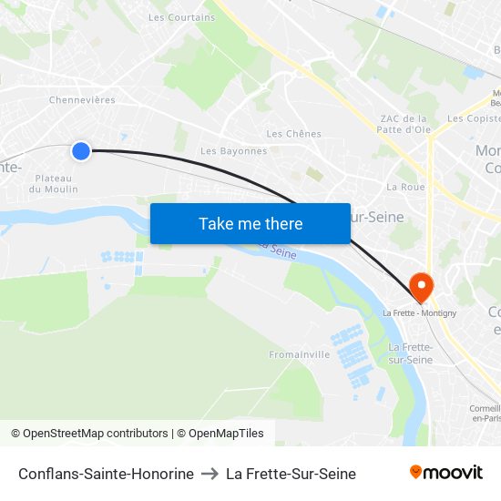 Conflans-Sainte-Honorine to La Frette-Sur-Seine map