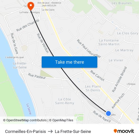 Cormeilles-En-Parisis to La Frette-Sur-Seine map