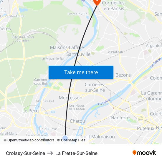 Croissy-Sur-Seine to La Frette-Sur-Seine map
