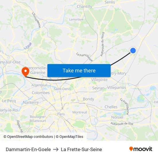 Dammartin-En-Goele to La Frette-Sur-Seine map