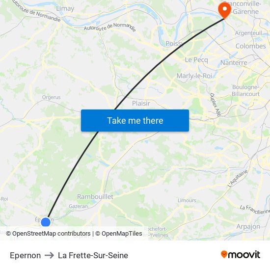 Epernon to La Frette-Sur-Seine map