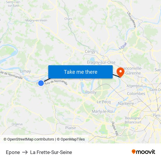 Epone to La Frette-Sur-Seine map