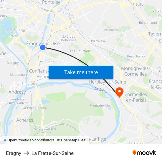 Eragny to La Frette-Sur-Seine map
