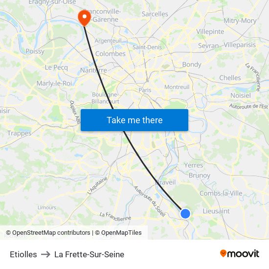 Etiolles to La Frette-Sur-Seine map