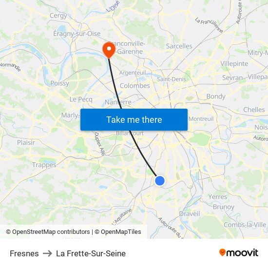 Fresnes to La Frette-Sur-Seine map