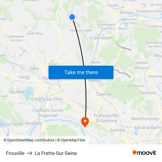 Frouville to La Frette-Sur-Seine map