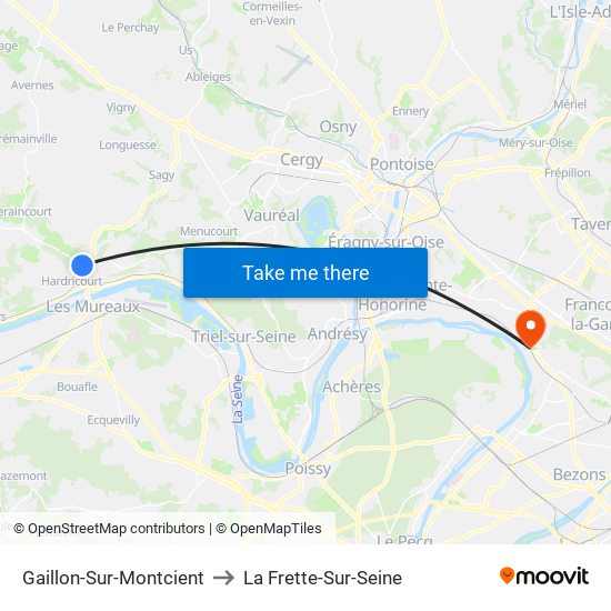 Gaillon-Sur-Montcient to La Frette-Sur-Seine map