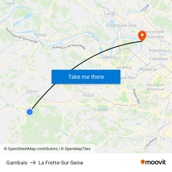 Gambais to La Frette-Sur-Seine map