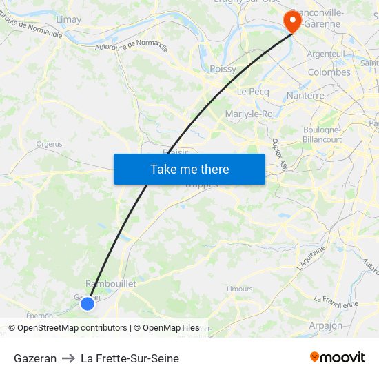 Gazeran to La Frette-Sur-Seine map